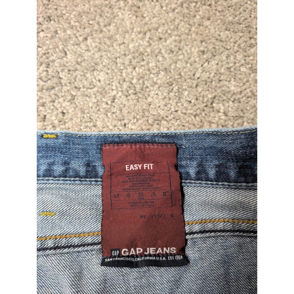 Gap 1969‎ Easy Fit Mens Medium Wash Straight Leg Blue Denim Jeans 36x34 Cotton - Picture 3 of 9